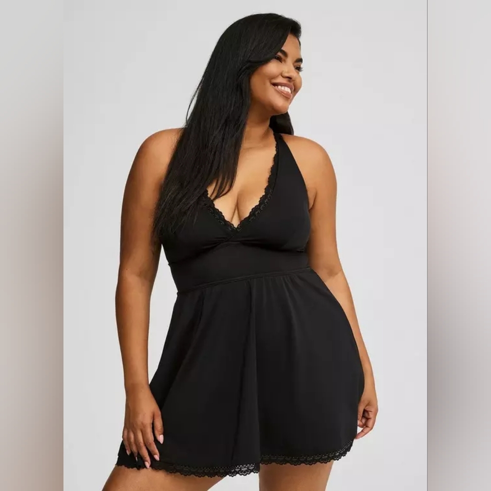 Torrid Black One Piece Swim Halter